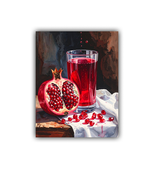 Fruit beverage canvas wall art with bold red tones