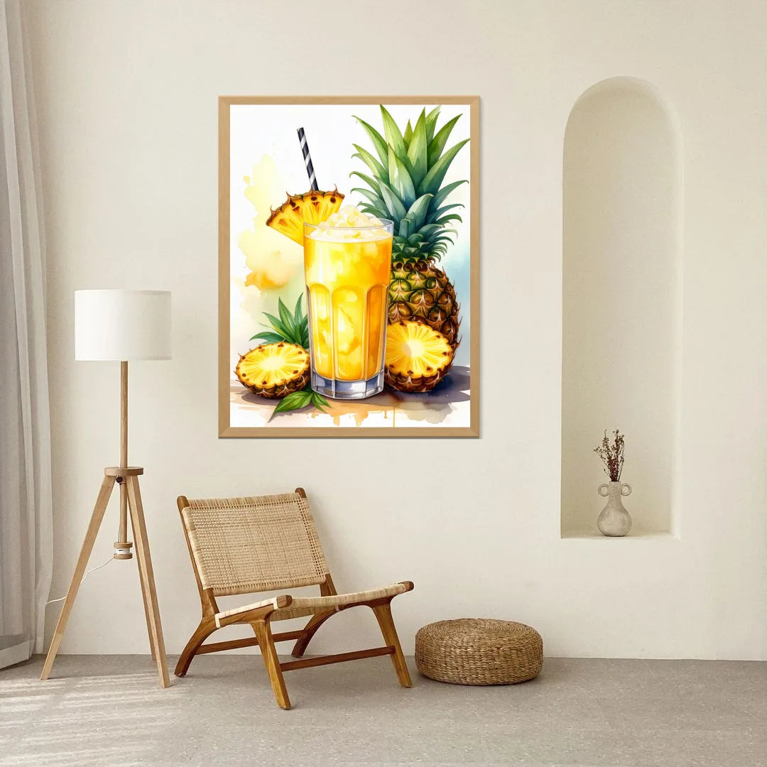 Fruit drink wall art pineapple canvas painting for home interior