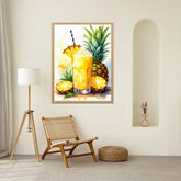 Fruit drink wall art pineapple canvas painting for home interior