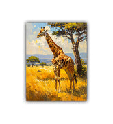 Giraffe canvas painting featuring African wildlife safari wall art