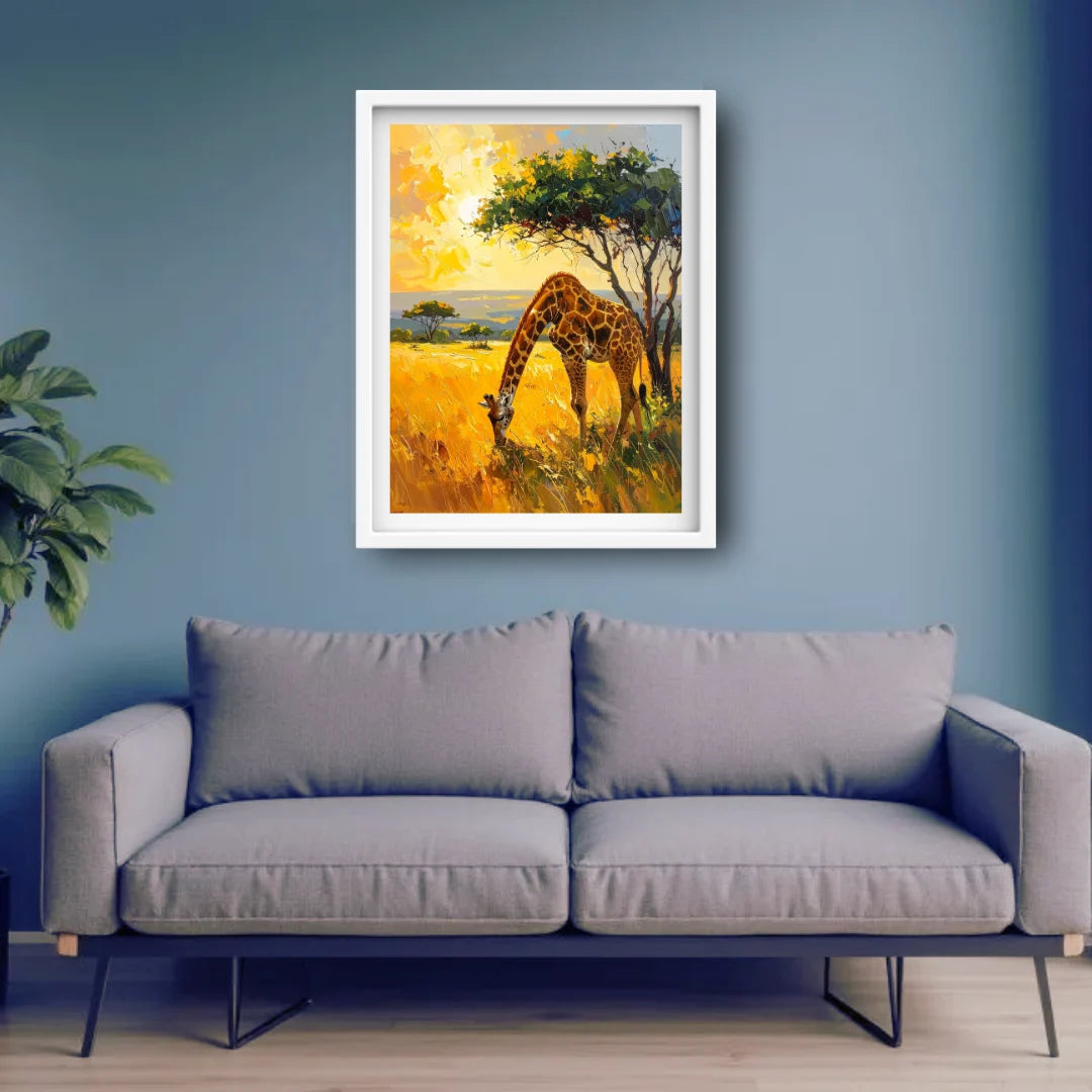 Giraffe canvas wall decor for modern living space