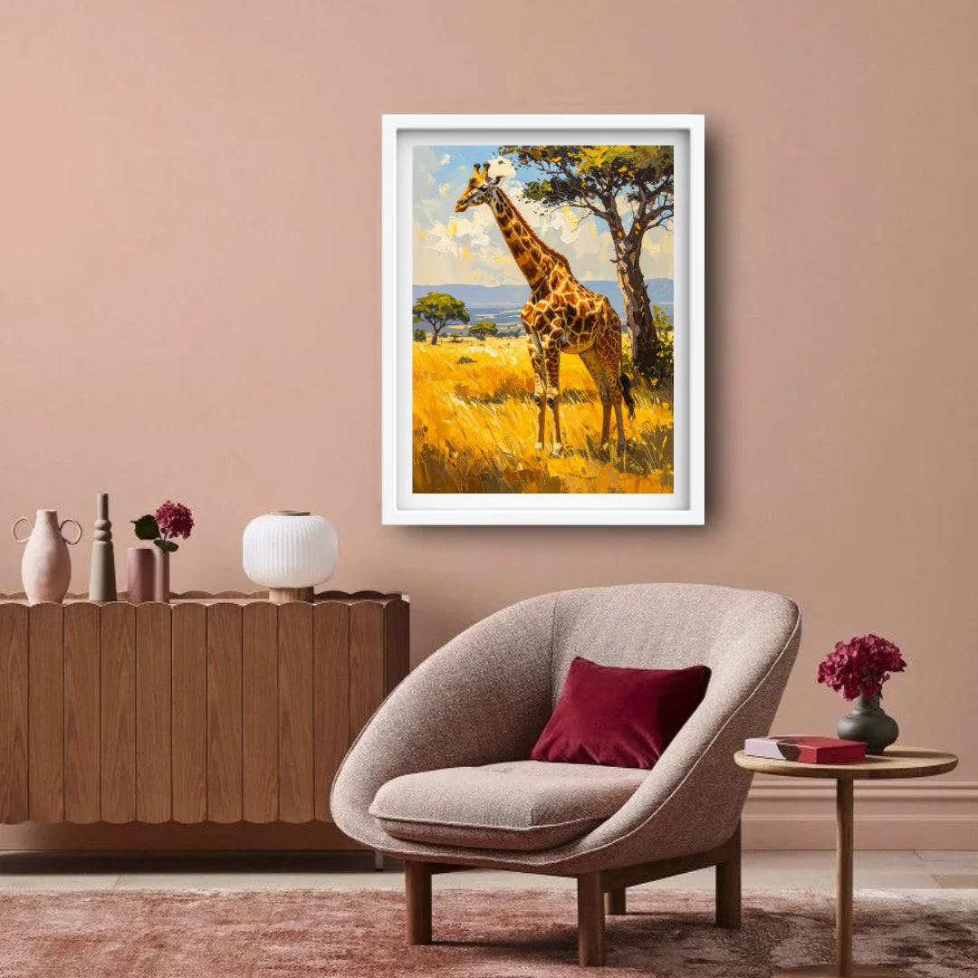 Giraffe wall decor canvas painting for home interior and luxury spaces