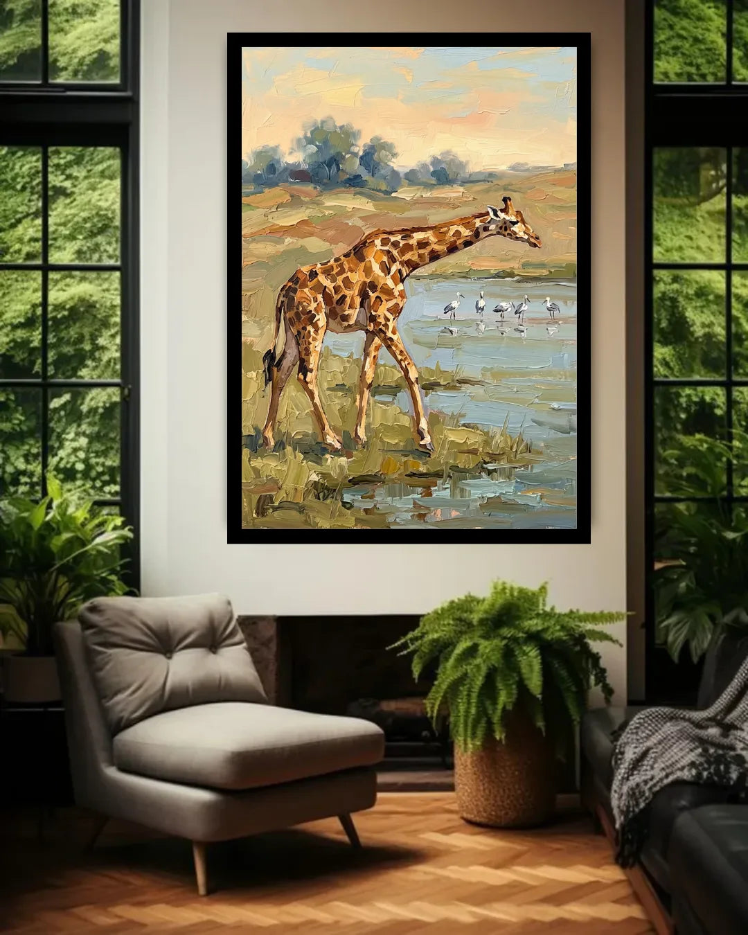 giraffe canvas paintings for garden area 