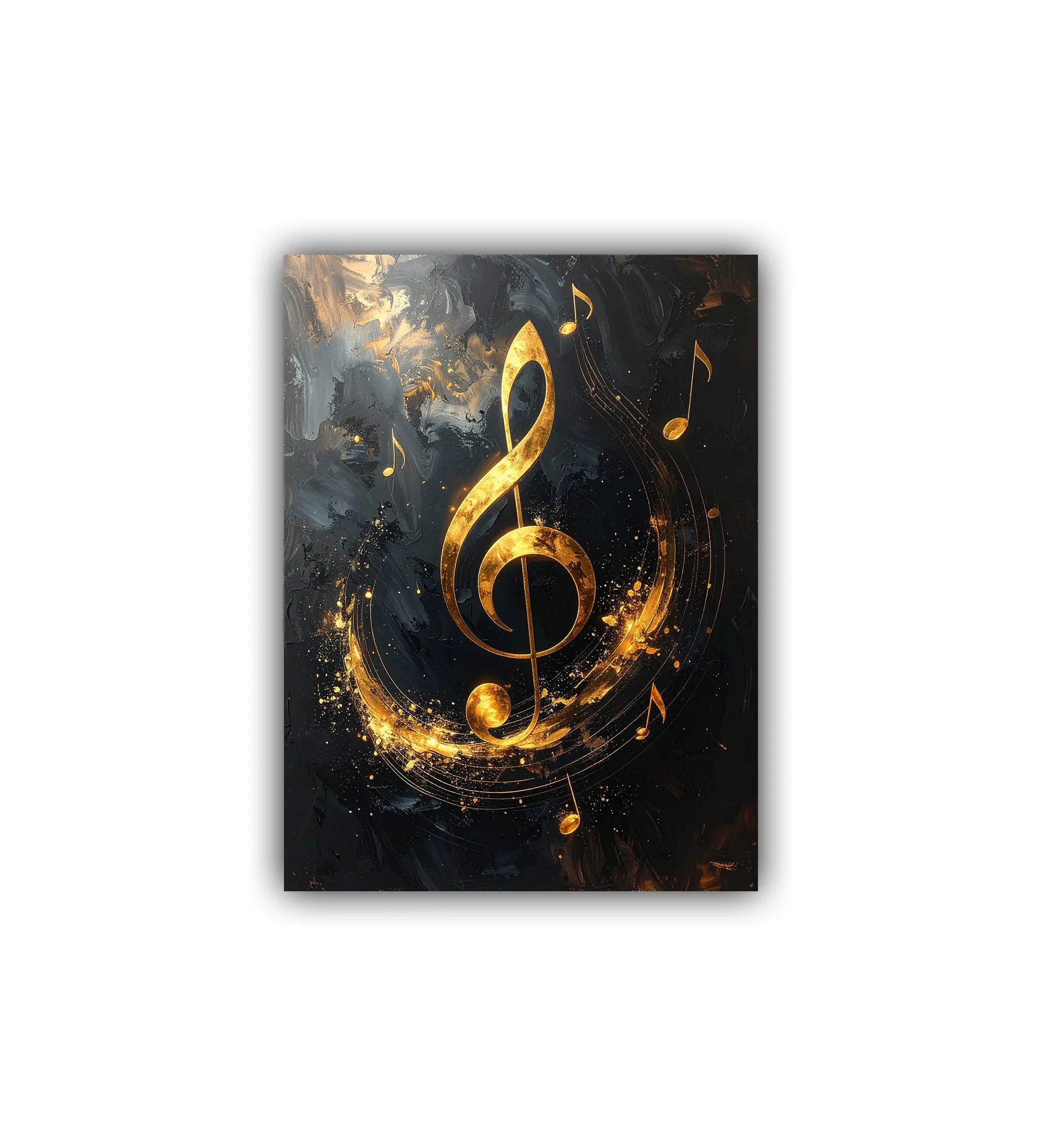 music symbol wall art canvas black gold design