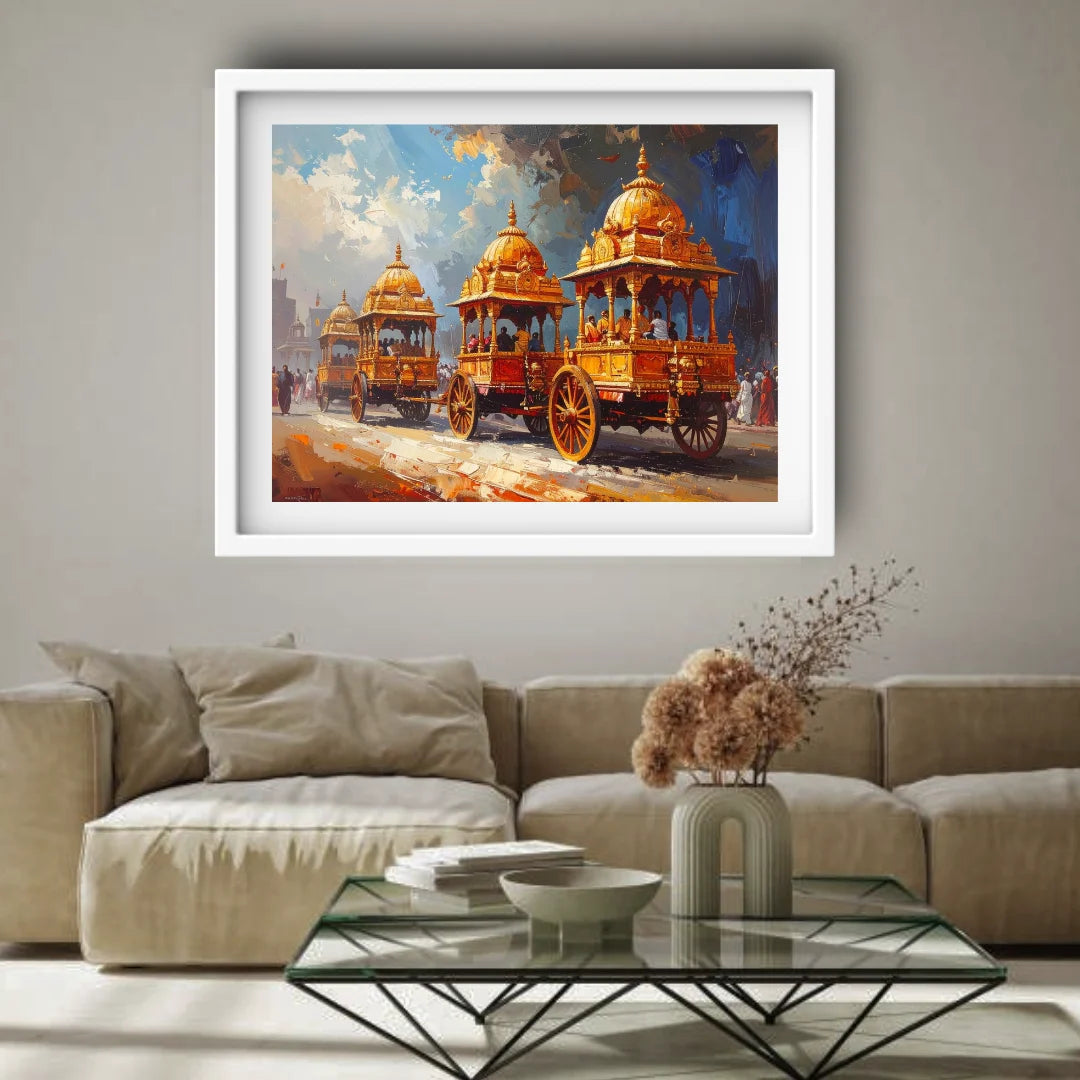 Indian culture inspired temple wall art canvas
