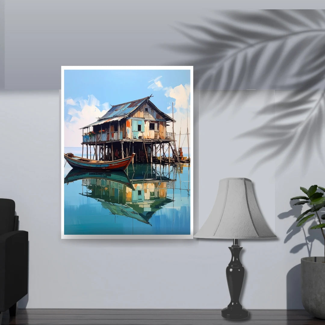 Rustic Lakehouse Reflections – Wall Art Canvas