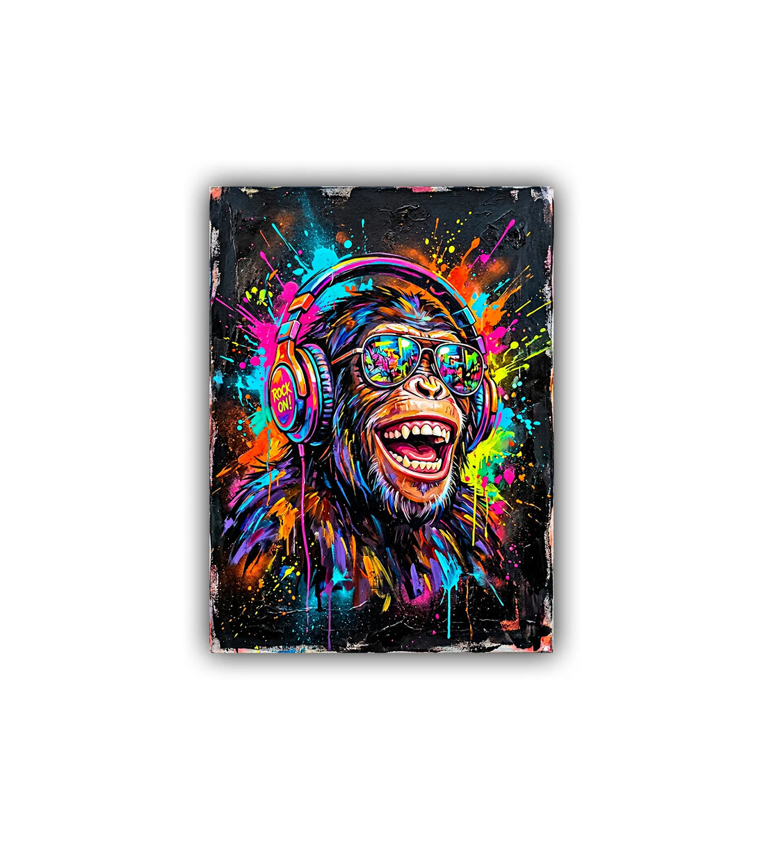 close-up of colorful graffiti face wall art canvas