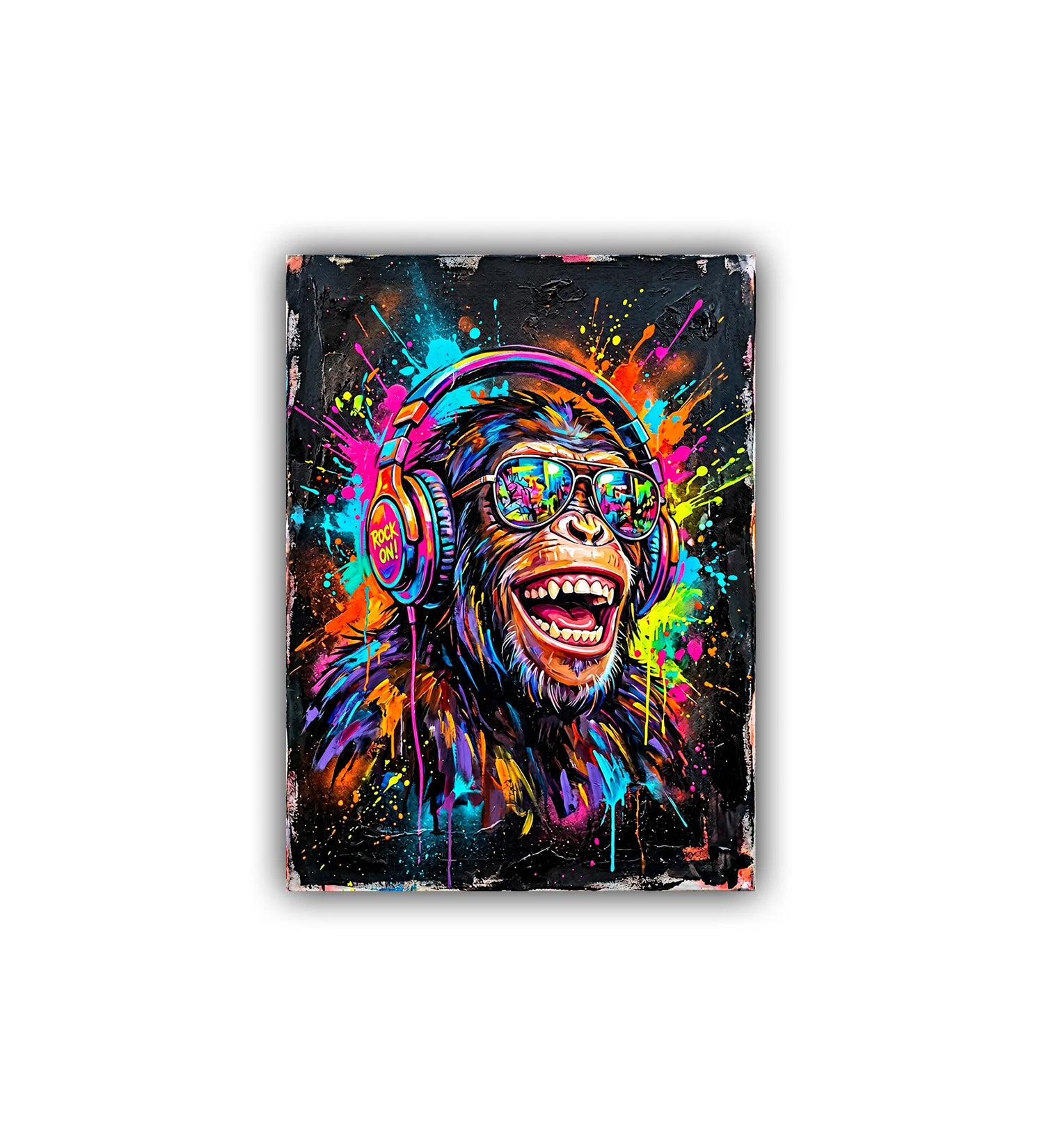 close-up of colorful graffiti face wall art canvas