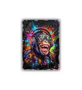 close-up of colorful graffiti face wall art canvas