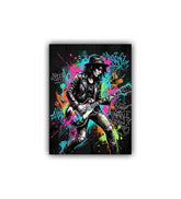 graffiti guitarist wall art canvas neon music painting