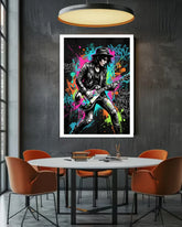 graffiti guitar wall art canvas in modern dining room decor