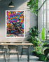 graffiti motivational wall art canvas in modern cafe decor
