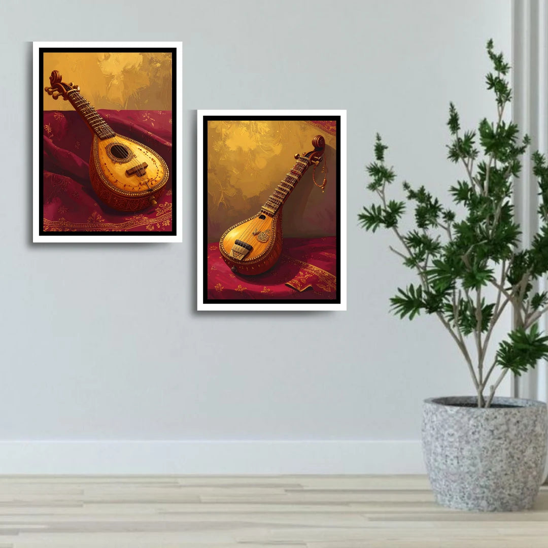 Modern guitar canvas painting for stylish wall decor