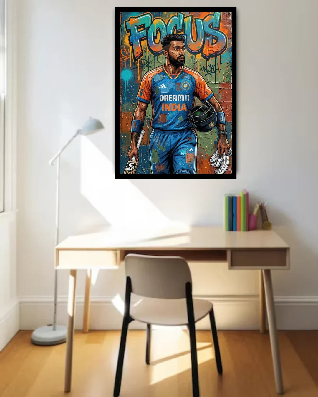 Framed poster of a sports player with &