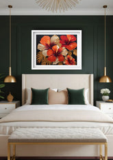 Hibiscus floral canvas wall art for elegant bedroom decor
