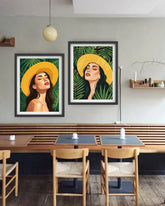 Home decor face wall art canvas set for dining area and cafe