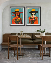 Home decor portrait wall art canvas set for dining area and cafe