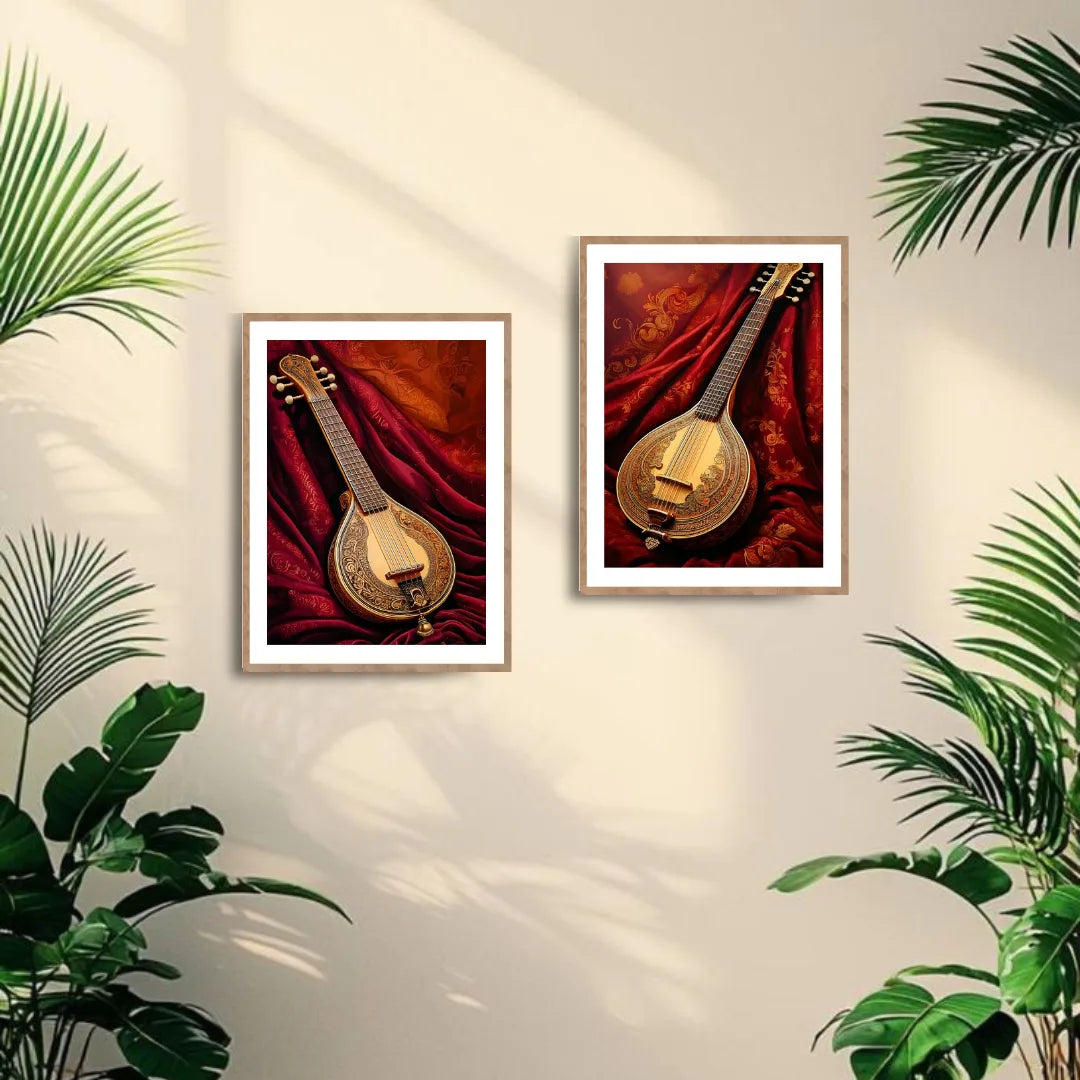 Indian classical music instrument wall art for home decor