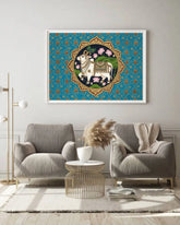 Indian cow canvas wall art for living room interior decor