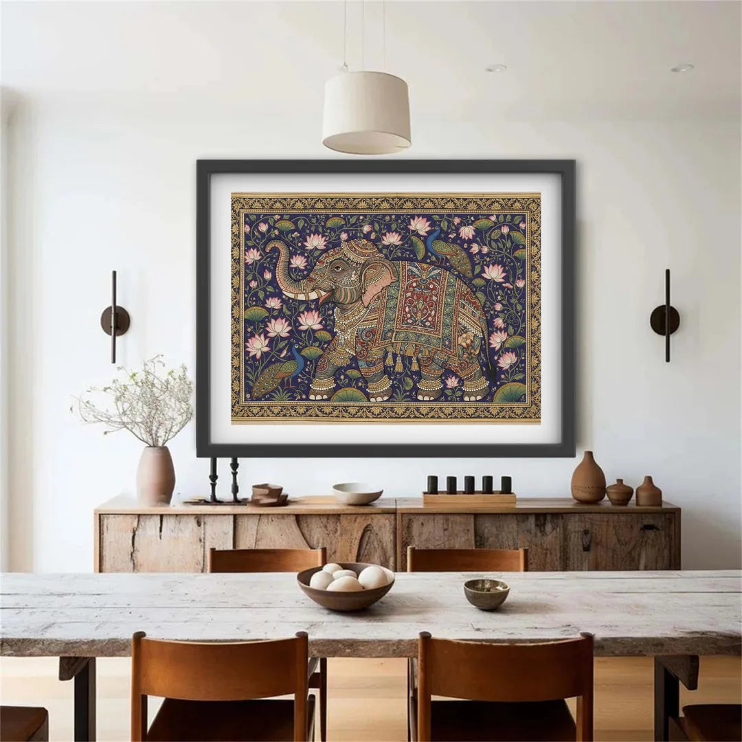 Indian elephant canvas wall decor for dining area and home interior