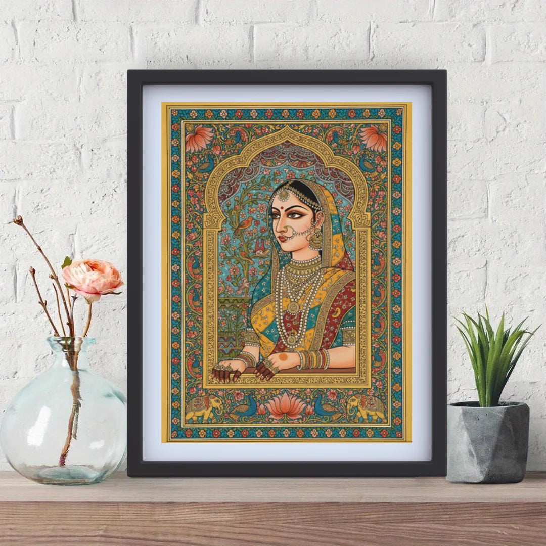 Indian woman portrait canvas wall decor for home interior