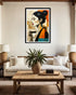 japanese woman wall art canvas in modern living room decor