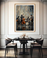 music wall art canvas in dining room interior