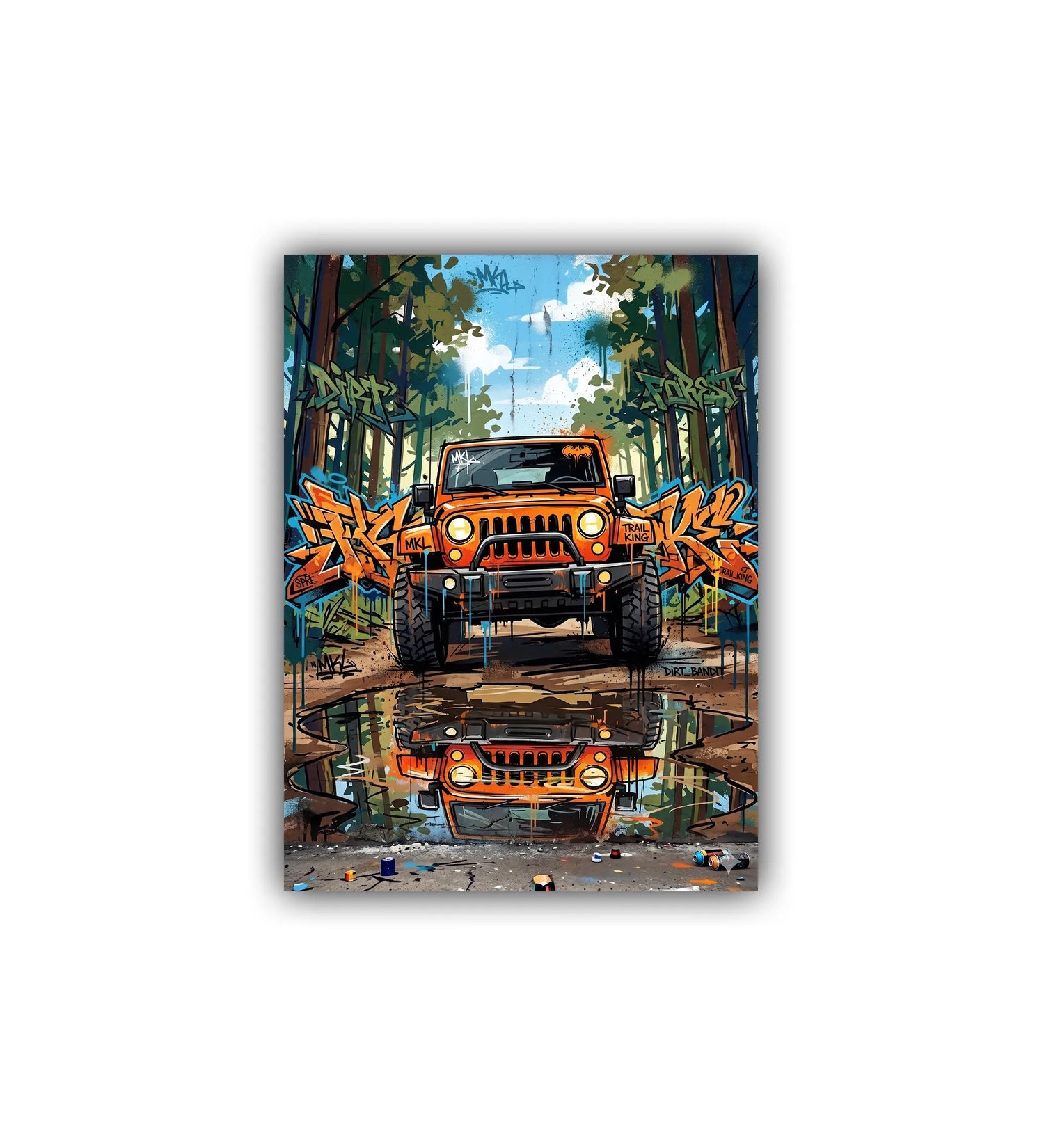 close-up of vintage off-road jeep wall art canvas