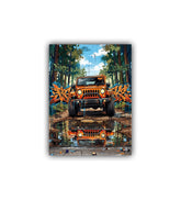 close-up of vintage off-road jeep wall art canvas