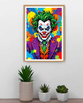 colorful joker wall art canvas in minimal home decor