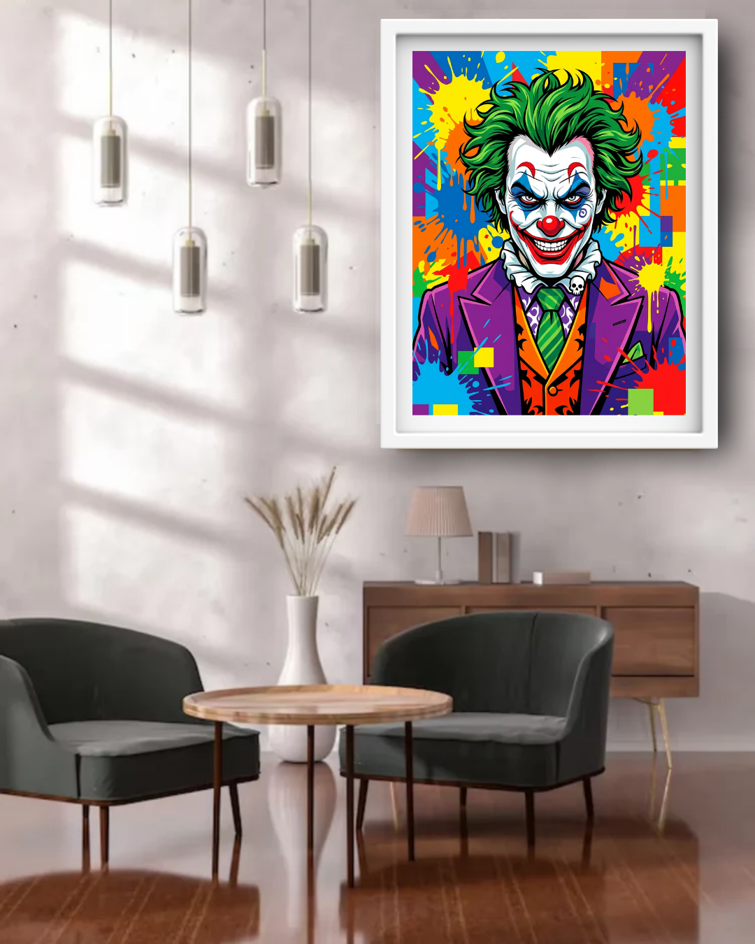 Colorful Joker Graffiti Portrait - Wall Art Canvas