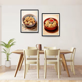 Kitchen and dining food canvas wall art set for home and cafe
