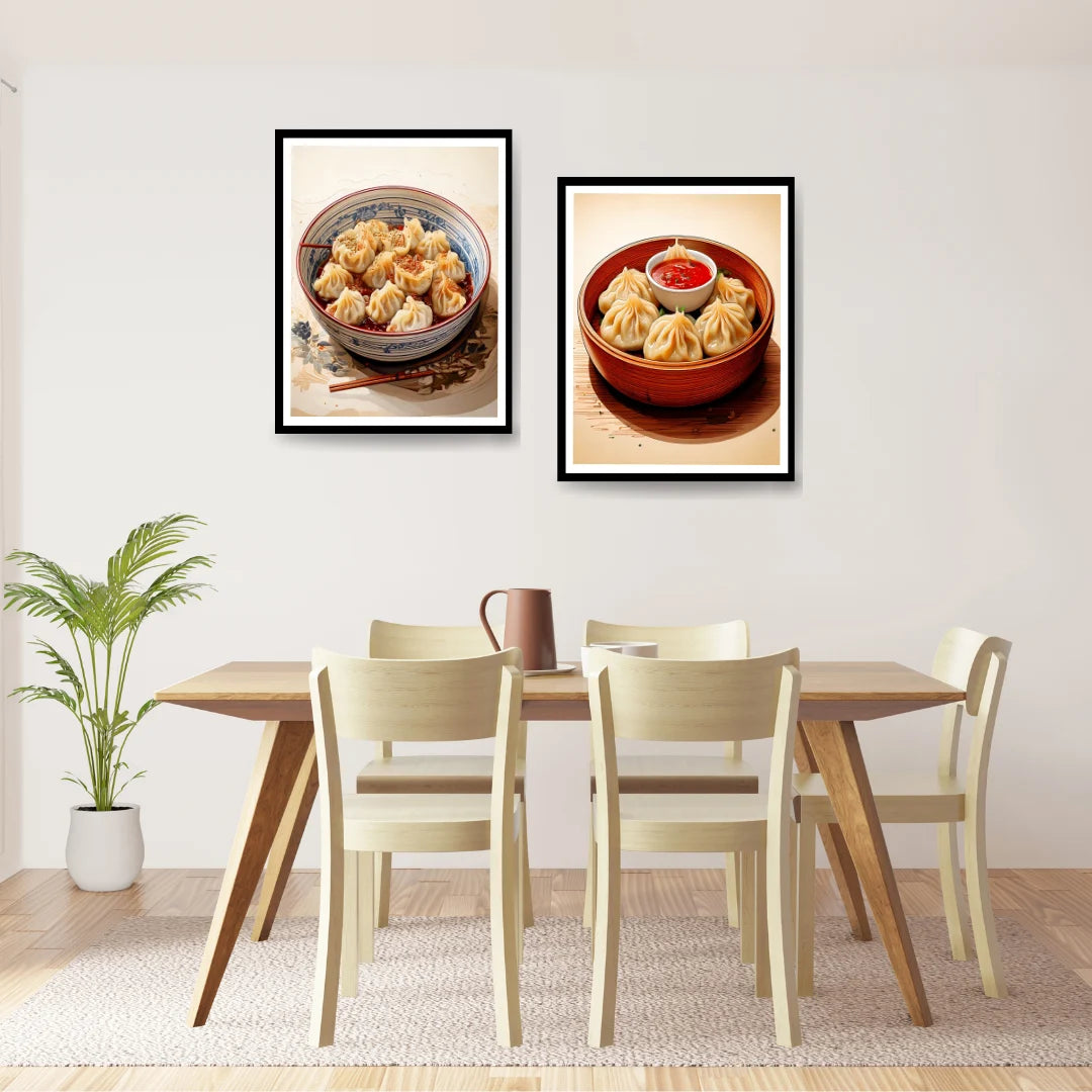 Kitchen and dining food canvas wall art set for home and cafe