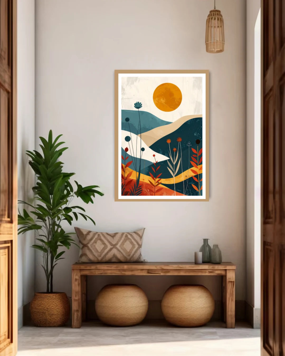 modern landscape wall art canvas in stylish interior decor