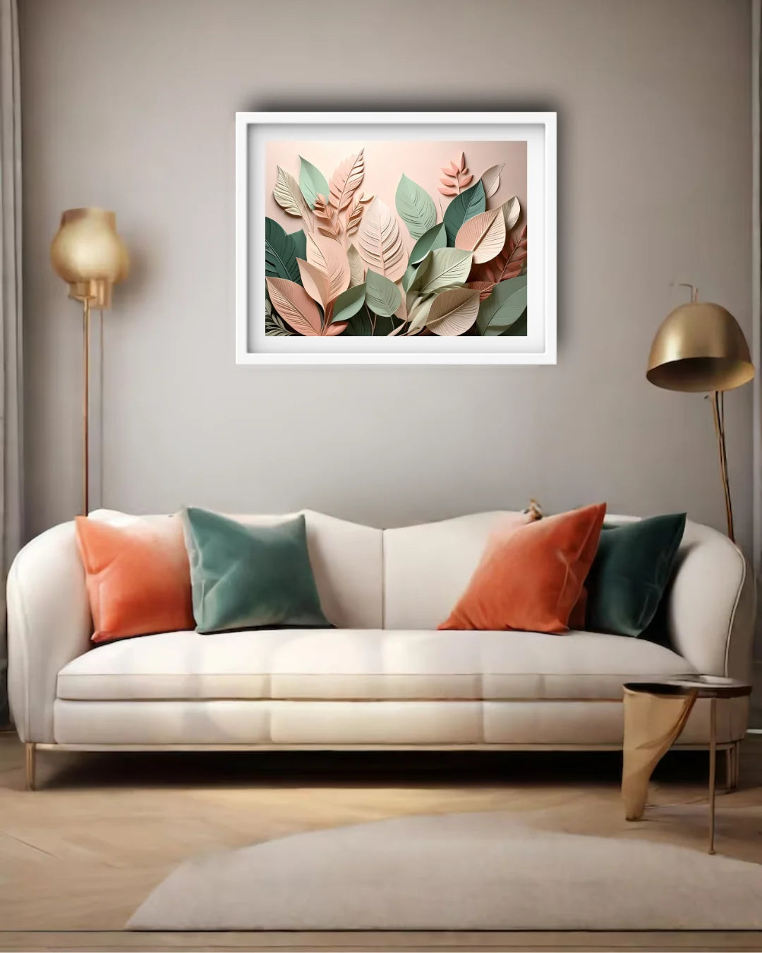 leaf painting wall art canvas minimal decor