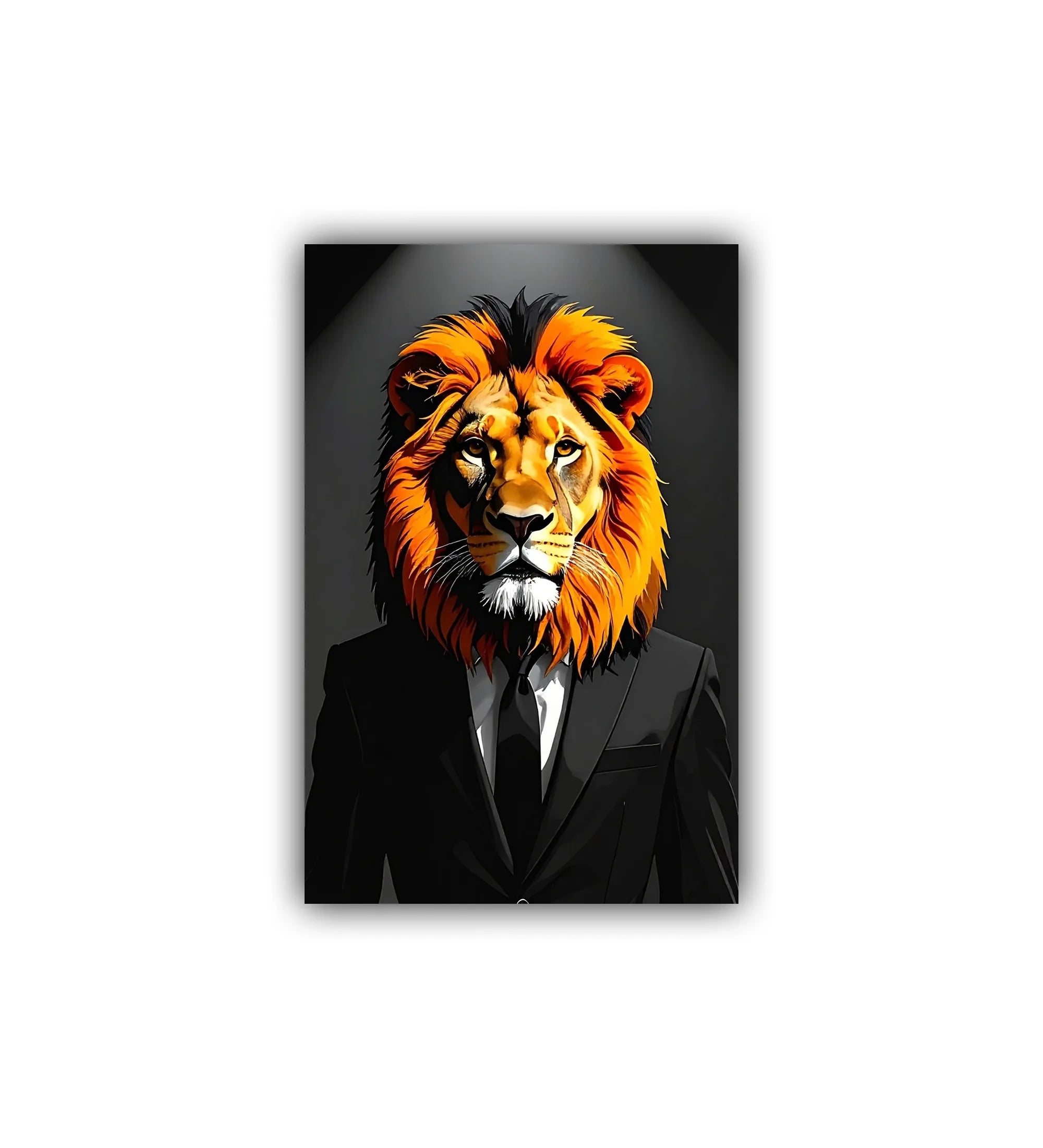 lion in suit wall art canvas boss portrait painting