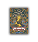 Close-up view of Lord Buddha wall art canvas painting with detailed artwork

