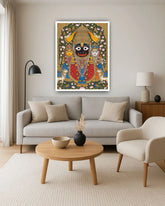 Lord Jagannath canvas painting displayed in home interior