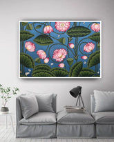 Lotus flower canvas painting for living room wall decor, floral wall art