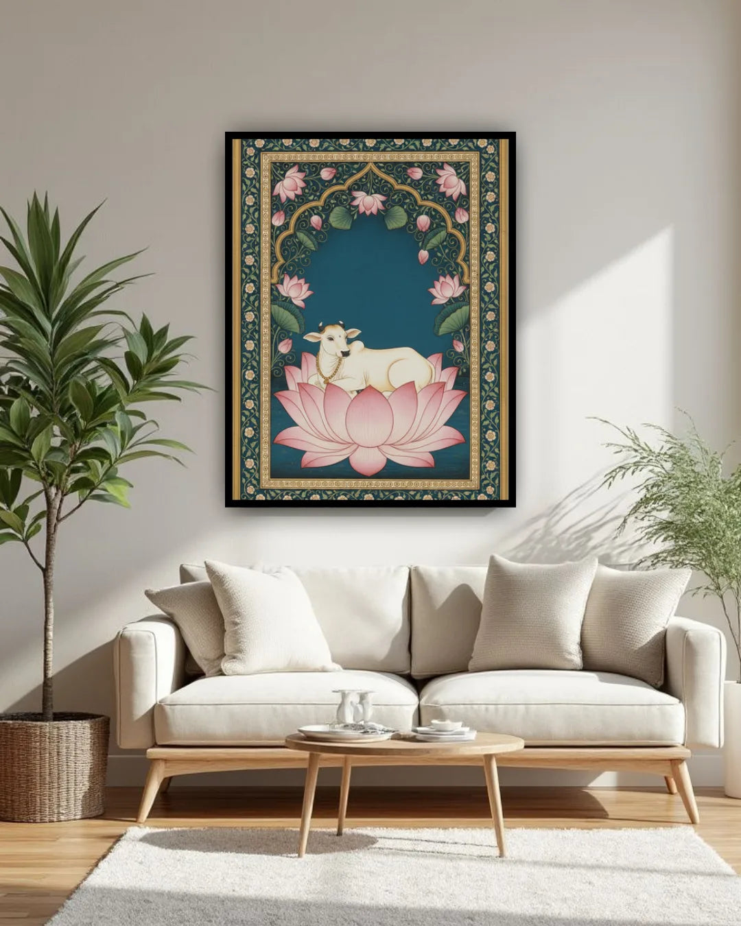 Lotus flower canvas painting for living room wall decor, spiritual floral wall art