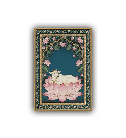 Lotus flower wall art canvas painting in vertical design