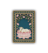 Lotus flower wall art canvas painting in vertical design