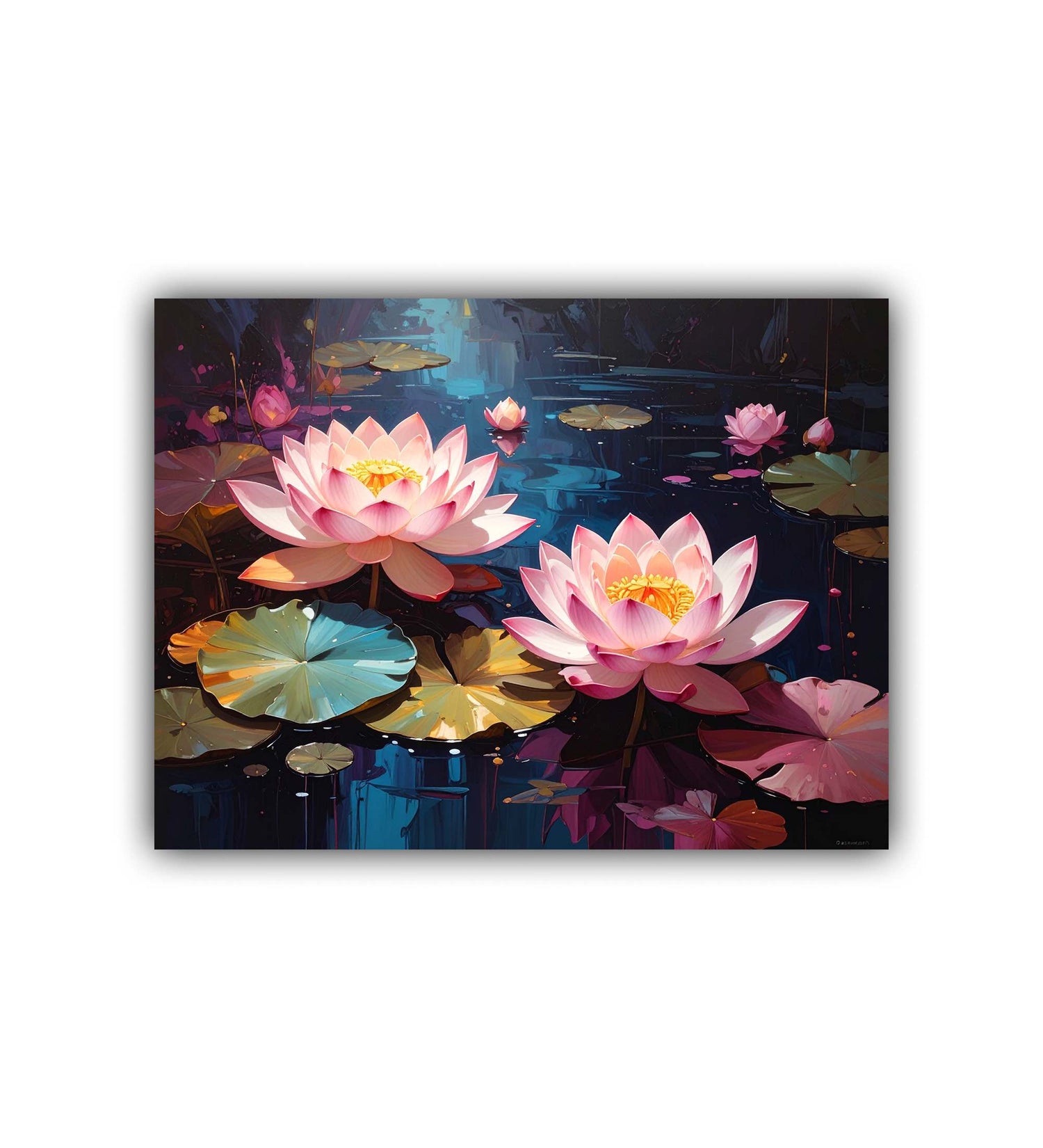 lotus pond wall art canvas floral painting