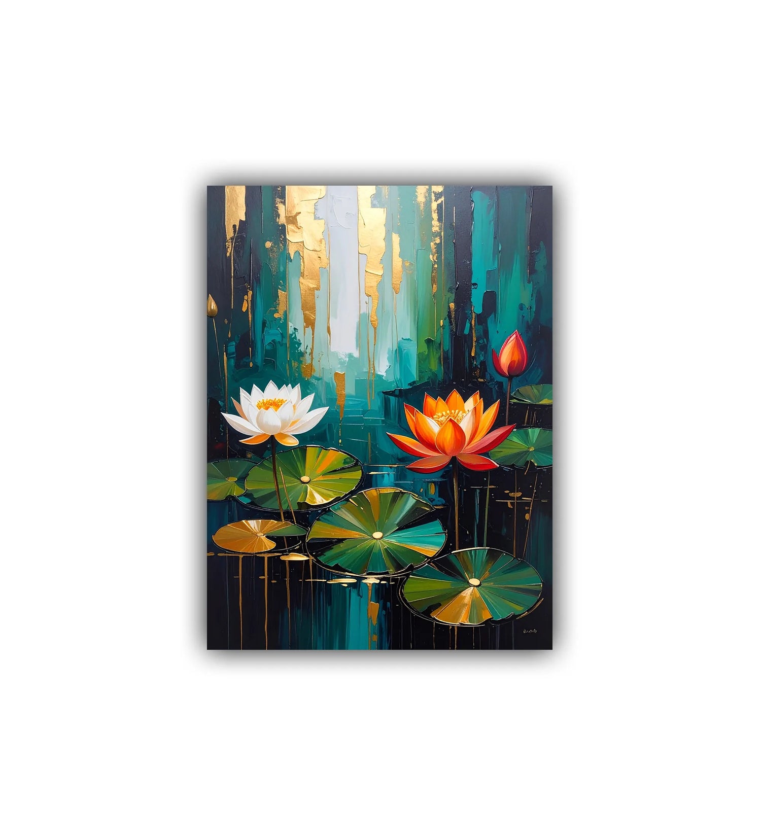 lotus flower wall art canvas nature painting