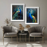 Luxury bird wall art peacock canvas set for premium living room decor