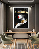 luxury woman wall art canvas in modern dining room decor