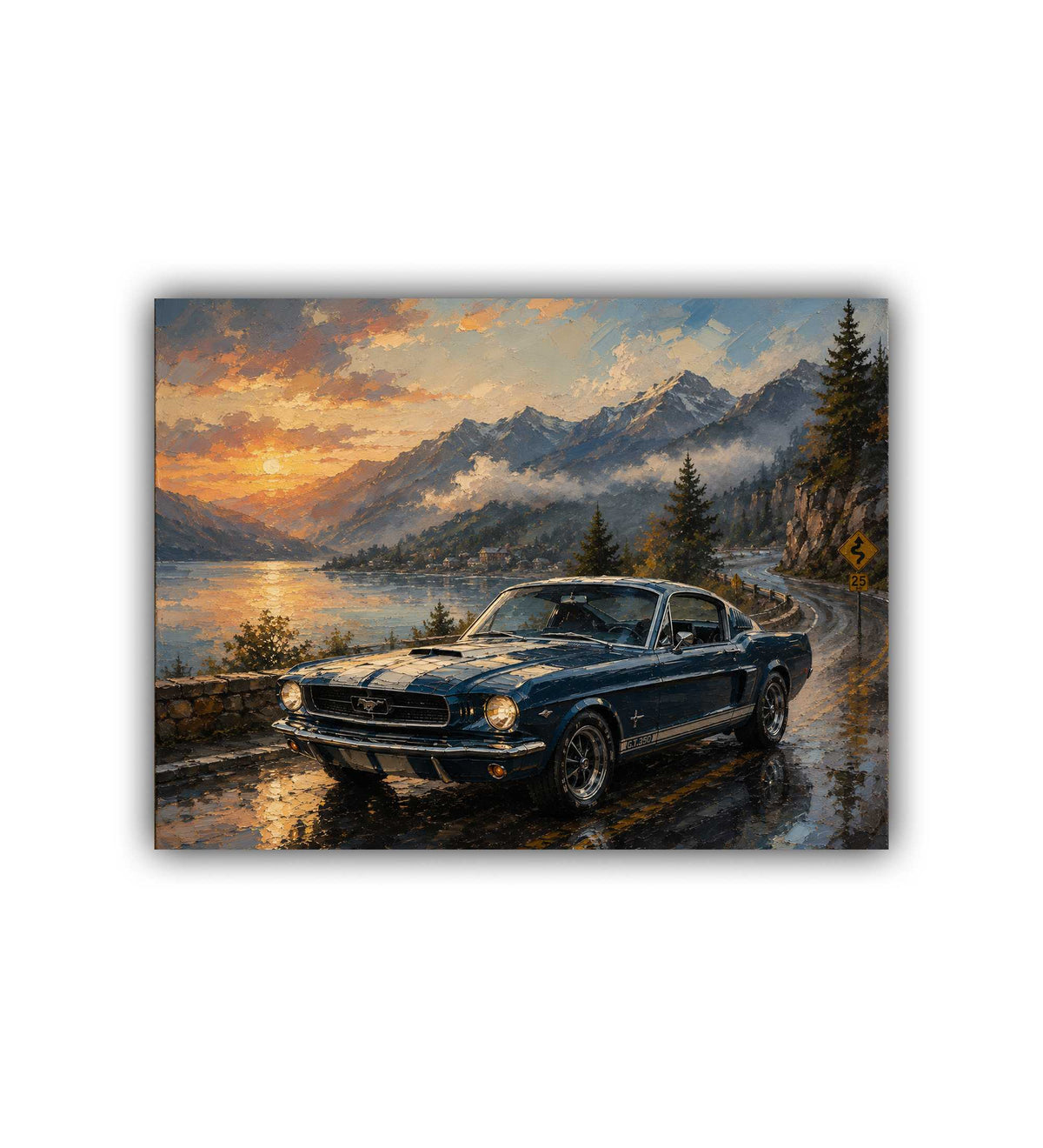 sports car wall art canvas mountain painting