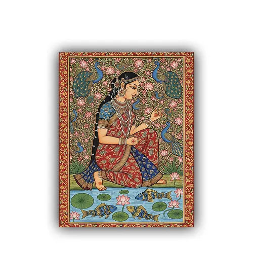 Madhubani folk art wall painting featuring traditional Indian culture,  ethnic wall decor