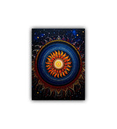 close-up of cosmic mandala wall art canvas with detailed pattern