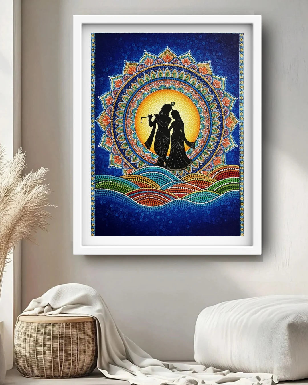 Mandala canvas wall art for calm and positive bedroom decor
